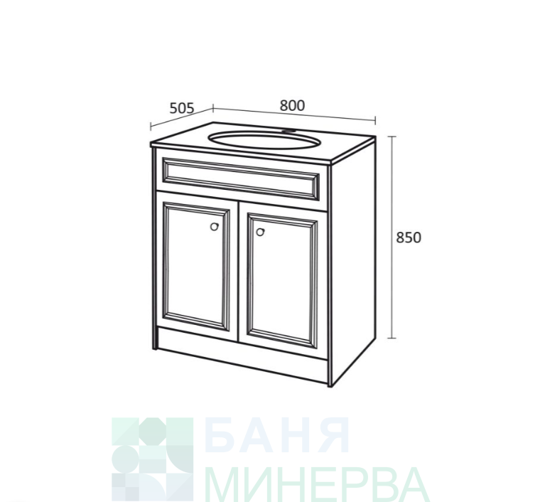 PVC шкаф за баня Честър 80 Triano с плот от технически камък - Image 3