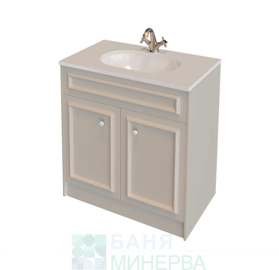 PVC шкаф за баня Честър 80 Triano с плот от технически камък