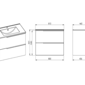ROCA Elegant Plus Light Oak Structure Шкаф за баня 80 см две чекмеджета и умивалник A852019574-173712