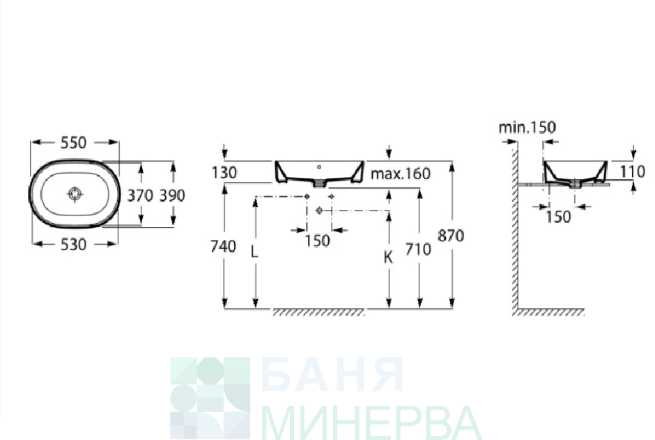 ROCA THE GAP A3270Y1000 Порцеланов умивалник за плот - Image 2