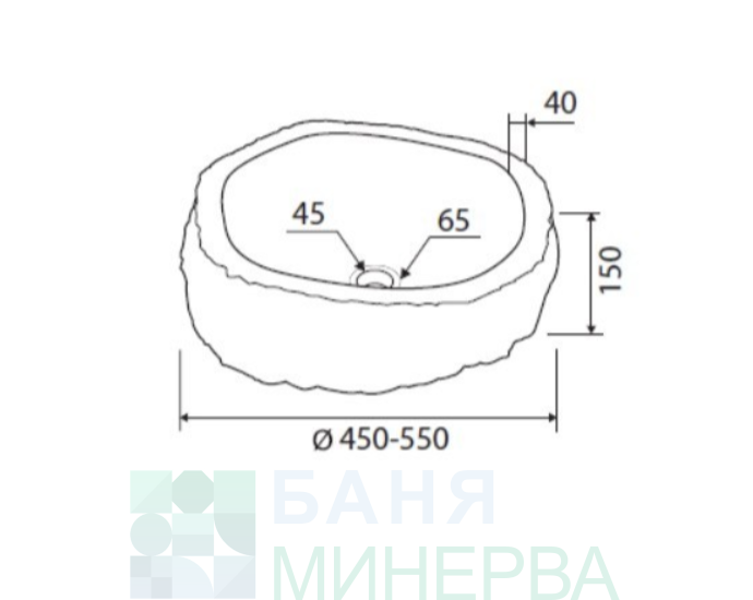 Мивка върху плот RIVER STONE 40см сива KARAG NRS3 - Image 4