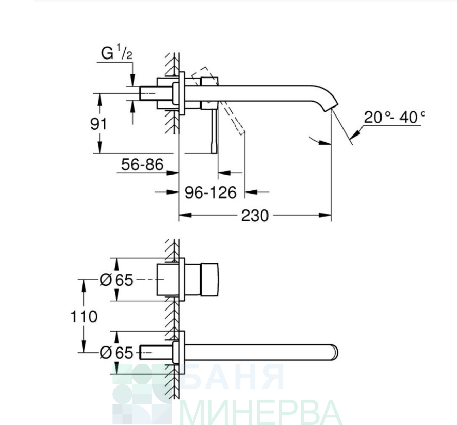 GROHE BRUSHED HARD GRAPHITE Essence 29193AL1 Смесител за вграждане за умивалник - Image 2