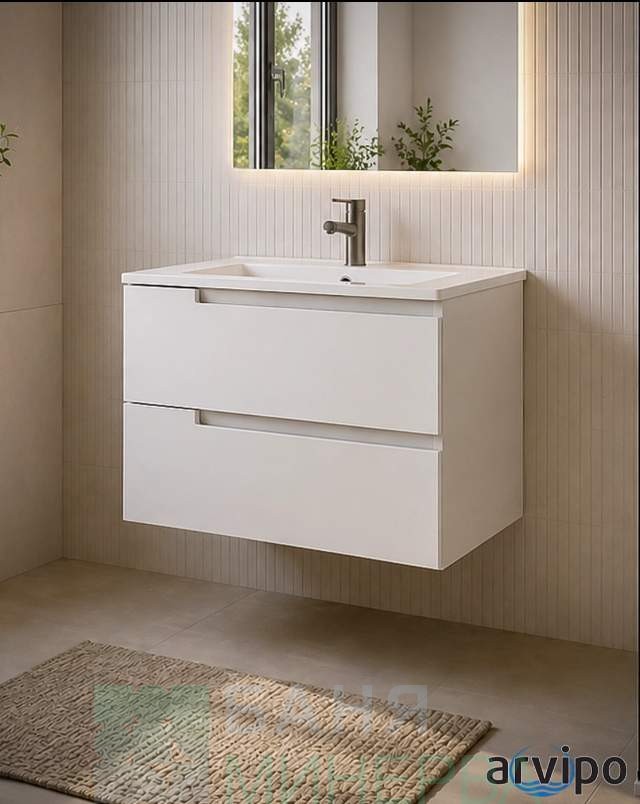 PVC шкаф ARVIPO SHARP 65 Бял гланц с 2 бр чекмеджета - Image 2