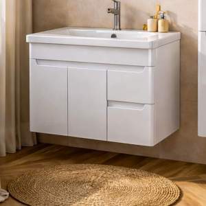 PVC шкаф ARVIPO WAVE 80 Бял гланц с 2 врати и 2 чекмеджета