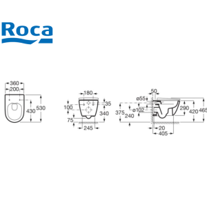 ROCA A346687000 ONA Rimless 53 см Конзолна тоалетна чиния