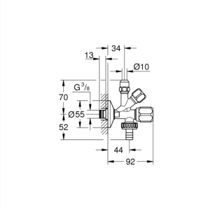 GROHE Original WAS 22034000 Комбиниран ъглов вентил Original WAS 3/8