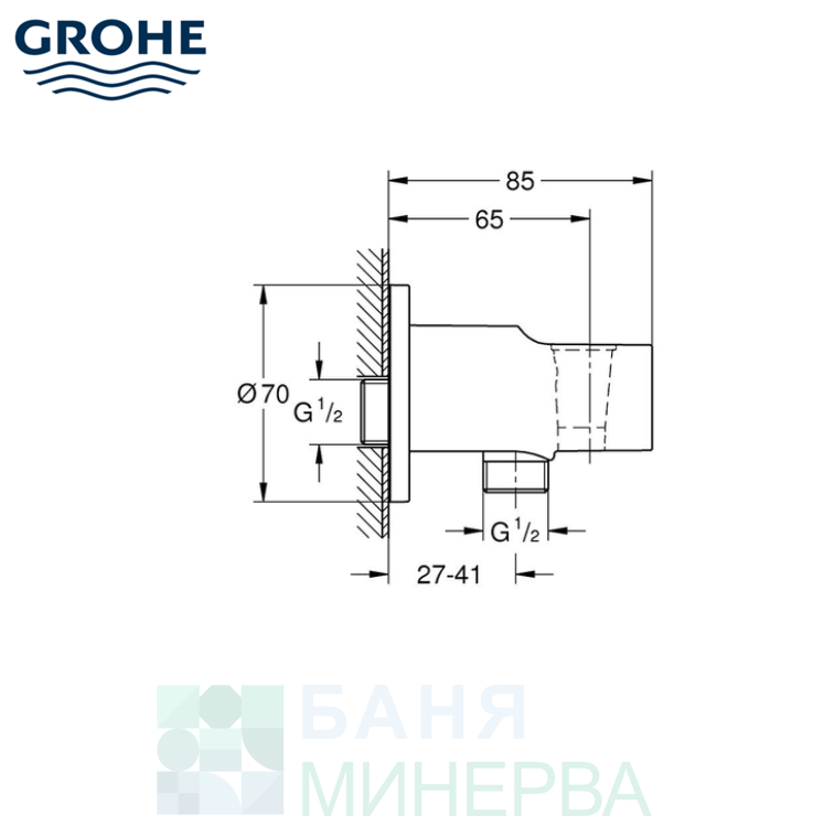 GROHE TEMPESTA 286282431 Стенно коляно с окачалка Matt blac - Image 2