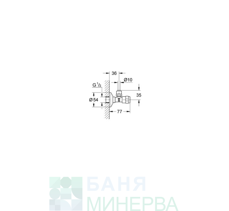 Вентил воден Eggemann - ъглов 1/2 GROHE Eggemann 41263000-52774 - Image 2