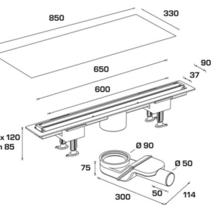 Линеен сифон CANALISSIMA Stainles Steel 6825HC60S3 злато мат 60 см на BONOMINI Италия