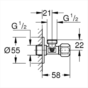 Ъглов вентил 1/2 GROHE 22032000 – 2294