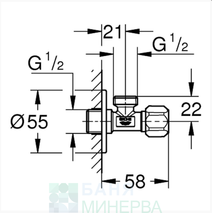 Ъглов вентил 1/2 GROHE 22032000 - 2294 - Image 2